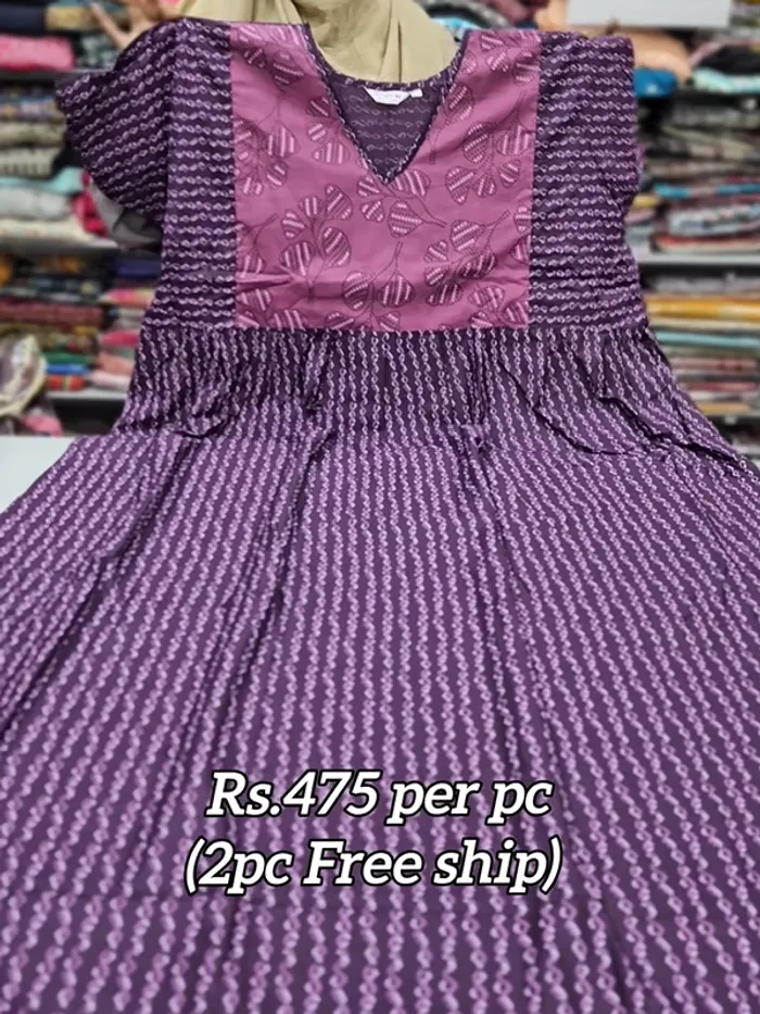 Frock Nighty – Premium Cotton | Side Pocket | Overlocked Finish | NT3380